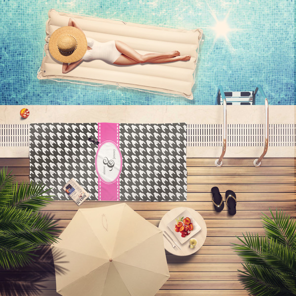 Houndstooth w/Pink Accent Pool Towel Lifestyle