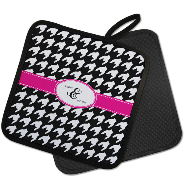 Houndstooth w/Pink Accent Pot Holders - PARENT MAIN