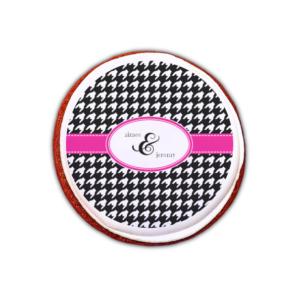 Houndstooth w/Pink Accent Printed Icing Circle - XSmall - On Cookie