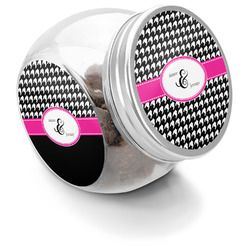 Houndstooth w/Pink Accent Puppy Treat Jar (Personalized)