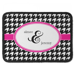 Houndstooth w/Pink Accent Iron On Rectangle Patch w/ Couple's Names