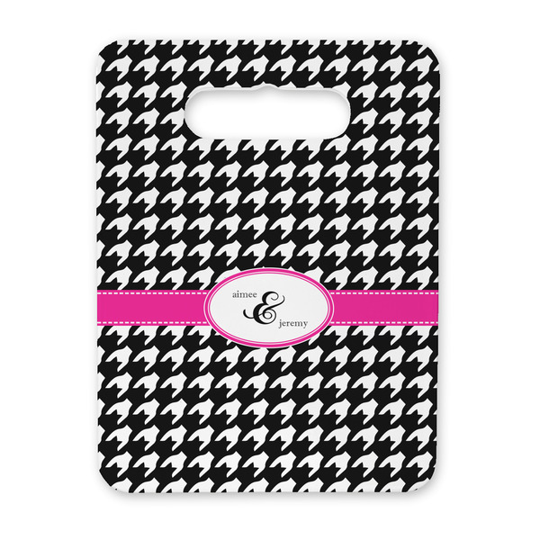Custom Houndstooth w/Pink Accent Rectangular Trivet with Handle (Personalized)