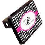 Houndstooth w/Pink Accent Rectangular Trailer Hitch Cover - 2" (Personalized)