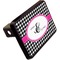 Houndstooth w/Pink Accent Rectangular Car Hitch Cover w/ FRP Insert (Angle View)