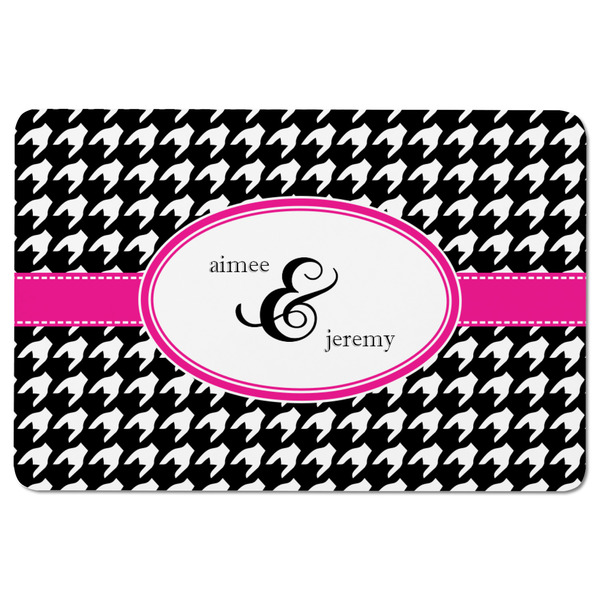 Houndstooth w/Pink Accent Rectangular Fridge Magnet - FRONT