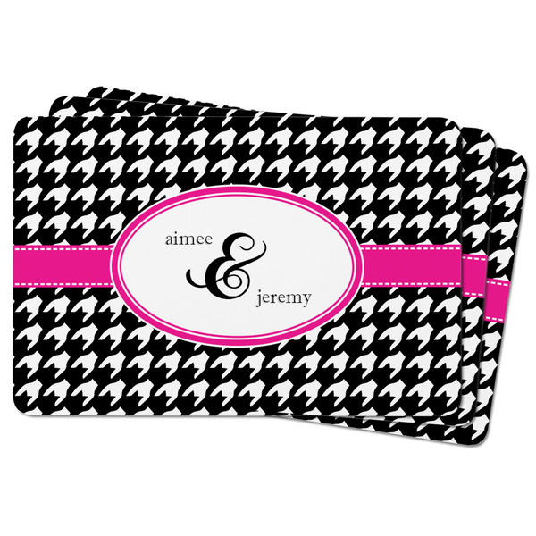 Houndstooth w/Pink Accent Rectangular Fridge Magnet - THREE