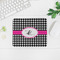 Houndstooth w/Pink Accent Rectangular Mouse Pad - LIFESTYLE 2