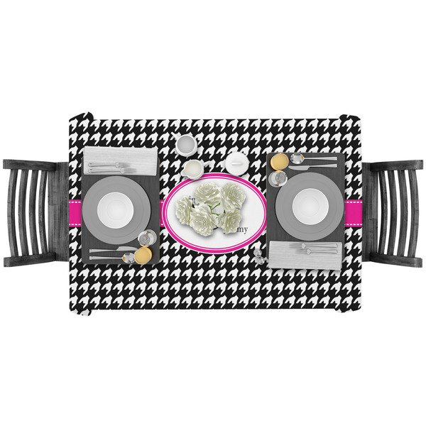 Houndstooth w/Pink Accent Rectangular Tablecloths - LIFESTYLE