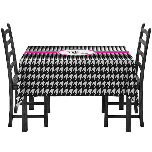 Custom Houndstooth w/Pink Accent Tablecloth (Personalized)