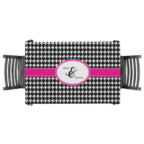 Custom Houndstooth w/Pink Accent Tablecloth - 58"x58" (Personalized)