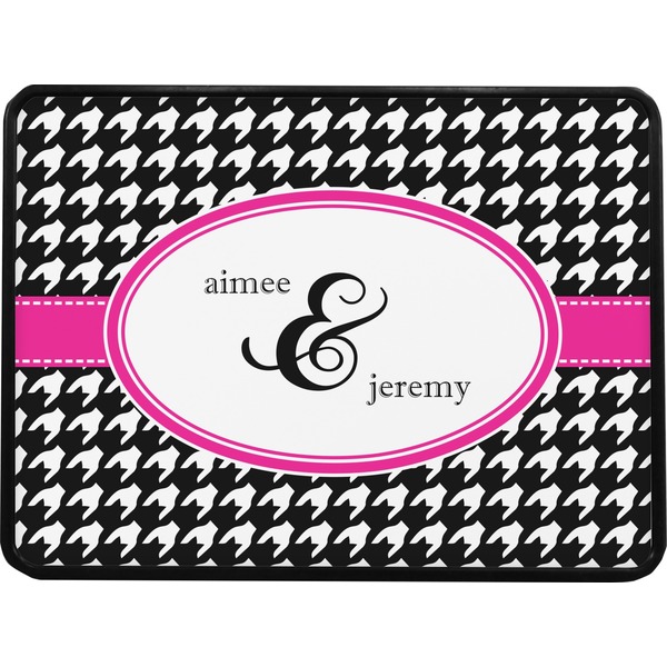 Houndstooth w/Pink Accent Rectangular Trailer Hitch Cover (Personalized)