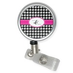 Houndstooth w/Pink Accent Retractable Badge Reel (Personalized)