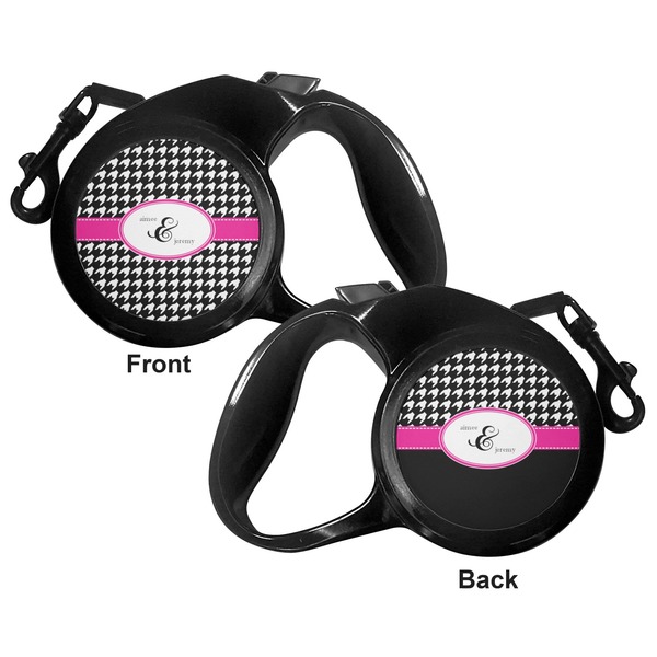 Houndstooth w/Pink Accent Retractable Dog Leash - Medium Large - Apvl