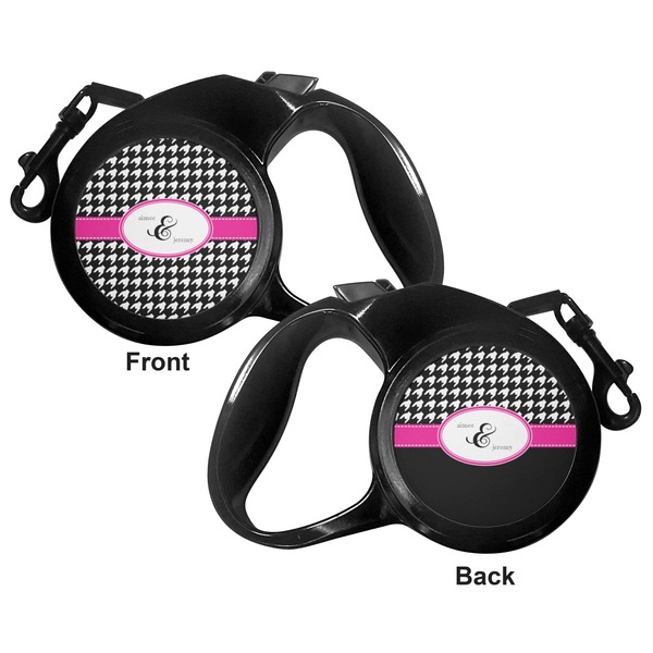 Houndstooth w/Pink Accent Retractable Dog Leash - Small - Apvl