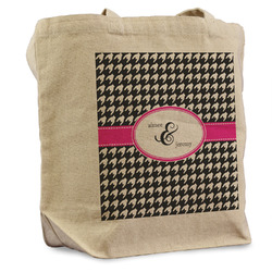 Houndstooth w/Pink Accent Reusable Cotton Grocery Bag (Personalized)
