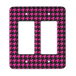 Houndstooth w/Pink Accent Rocker Style Light Switch Cover - Two Switch