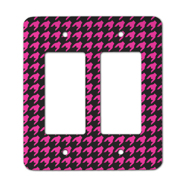 Custom Houndstooth w/Pink Accent Rocker Style Light Switch Cover - Two Switch