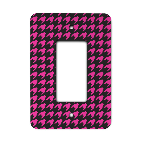 Custom Houndstooth w/Pink Accent Rocker Style Light Switch Cover