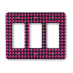 Houndstooth w/Pink Accent Rocker Style Light Switch Cover - Three Switch