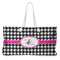 Houndstooth w/Pink Accent Large Tote Bag with Rope Handles (Personalized)