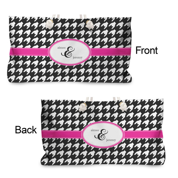 Houndstooth w/Pink Accent Large Rope Tote - From & Back View