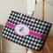 Houndstooth w/Pink Accent Large Rope Tote - Life Style