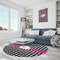 Houndstooth w/Pink Accent Round Area Rug - IN CONTEXT