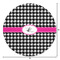 Houndstooth w/Pink Accent Round Area Rug - Size