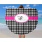 Houndstooth w/Pink Accent Round Beach Towel - In Use