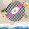 Houndstooth w/Pink Accent Round Beach Towel Lifestyle