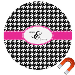 Houndstooth w/Pink Accent Car Magnet (Personalized)