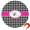 Houndstooth w/Pink Accent Round Car Magnet