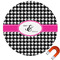Houndstooth w/Pink Accent Round Car Magnet - 6" (Personalized)