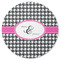 Houndstooth w/Pink Accent Round Coaster Rubber Back - Single