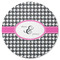 Houndstooth w/Pink Accent Round Rubber Backed Coaster (Personalized)