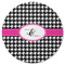 Houndstooth w/Pink Accent Round Rubber Backed Coaster (Personalized)