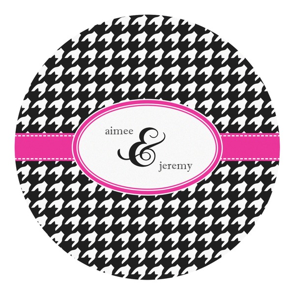 Custom Houndstooth w/Pink Accent Round Decal - Large (Personalized)