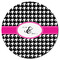 Houndstooth w/Pink Accent Round Fridge Magnet - FRONT