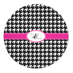 Houndstooth w/Pink Accent 5' Round Indoor Area Rug (Personalized)