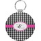 Houndstooth w/Pink Accent Round Keychain (Personalized)