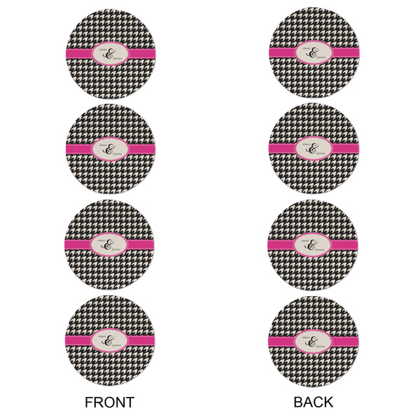 Houndstooth w/Pink Accent Round Linen Placemats - APPROVAL Set of 4 (double sided)