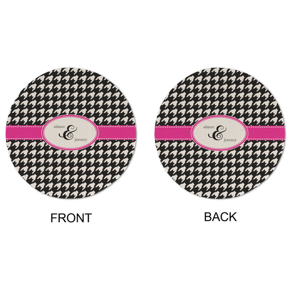 Houndstooth w/Pink Accent Round Linen Placemats - APPROVAL (double sided)
