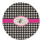 Houndstooth w/Pink Accent Round Linen Placemats - FRONT (Double Sided)
