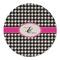 Houndstooth w/Pink Accent Round Linen Placemat (Personalized)
