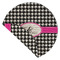 Houndstooth w/Pink Accent Round Linen Placemats - Front (folded corner double sided)
