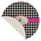 Houndstooth w/Pink Accent Round Linen Placemats - Front (folded corner single sided)