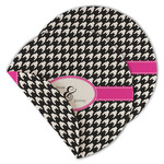 Houndstooth w/Pink Accent Round Linen Placemat - Double Sided (Personalized)
