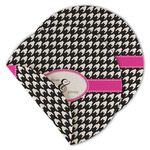 Houndstooth w/Pink Accent Round Linen Placemat - Double Sided - Set of 4 (Personalized)