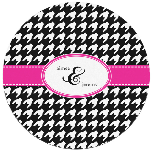 Houndstooth w/Pink Accent Round Mousepad - APPROVAL