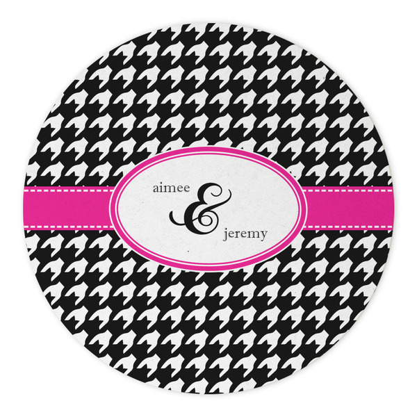 Houndstooth w/Pink Accent Round Paper Coaster - Approval
